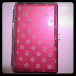 Dotz pink polka dot card holder